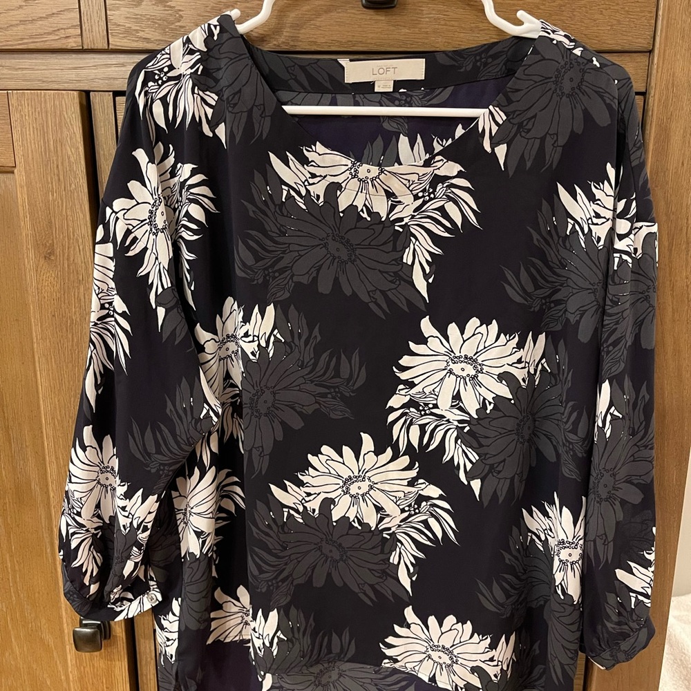 Loft flower print womens blouse